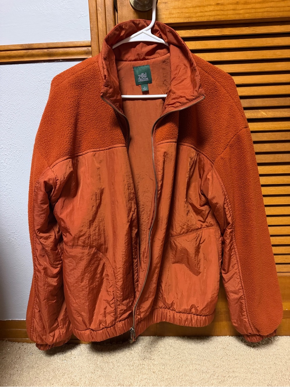 wild fable Women's Two‑Texture Puffer Jacket - Rust Orange